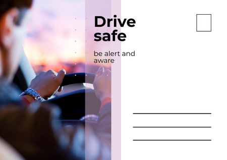 Modèle de visuel Driving Car Safety Quote At Sunset - Postcard A5