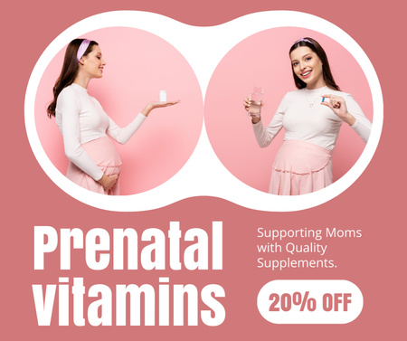 Discount on Vitamins for Maintaining Health of Pregnant Women Facebook Design Template