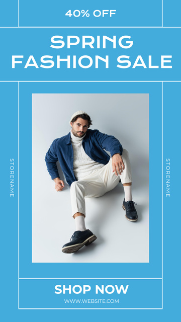 Designvorlage Spring Sale Announcement with Stylish Young Man für Instagram Story