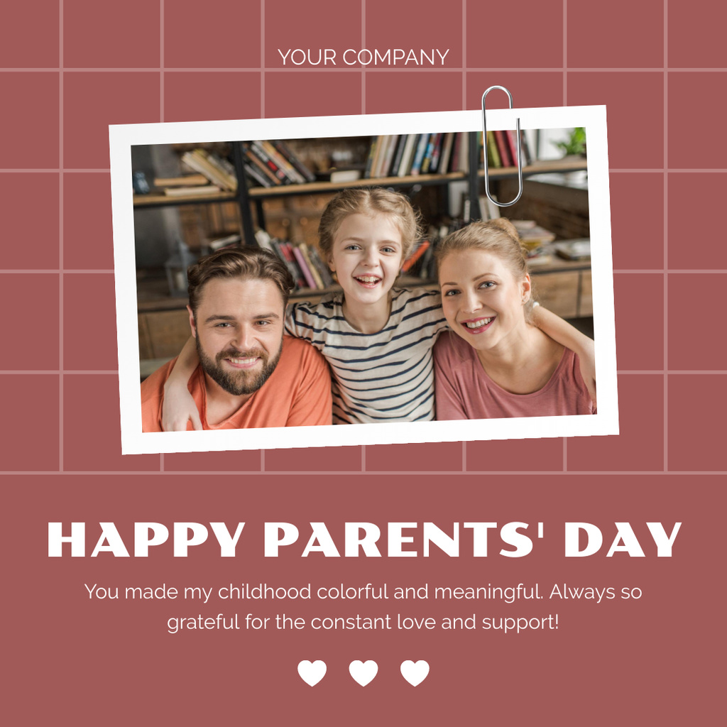 Greetings on Parents' Day with Cheerful Family Instagram tervezősablon