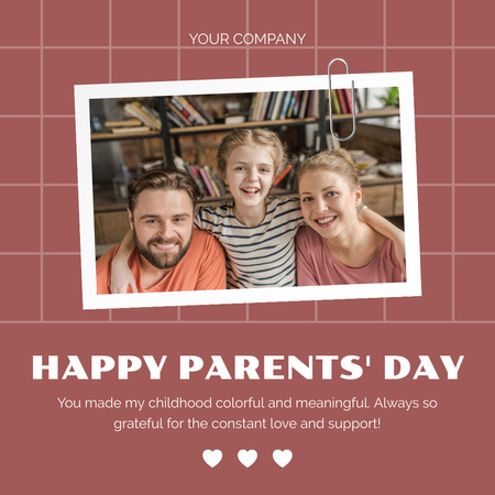 Greetings on Parents' Day with Cheerful Family Instagram Design Template