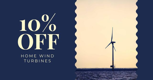Discount Offer with Wind turbine in Sea Facebook AD Šablona návrhu