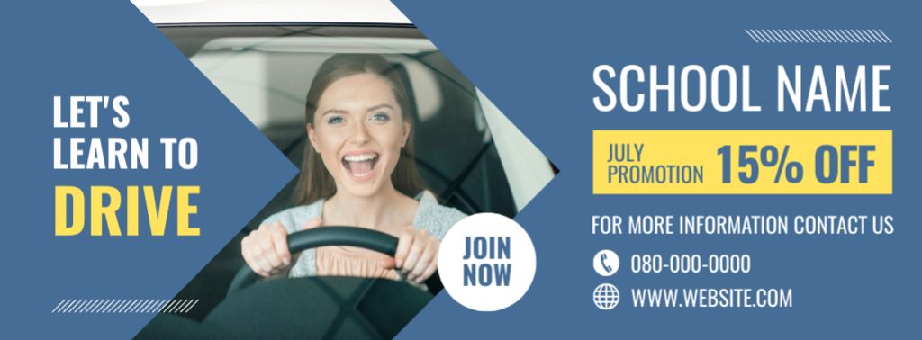 Modèle de visuel Expert-led Driving School Lessons Promotion With Discount - Facebook cover