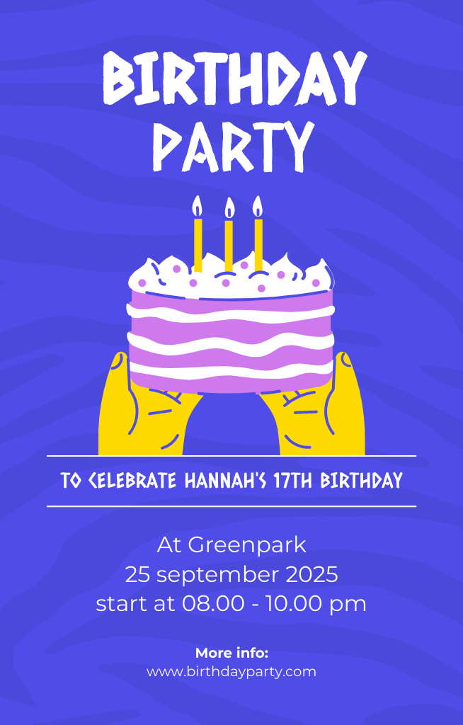 Birthday Party with Tasty Desserts Invitation 4.6x7.2in – шаблон для дизайна