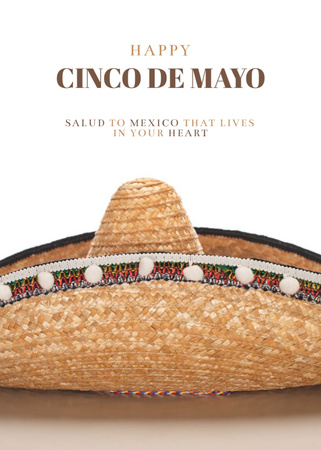 Designvorlage Cinco De Mayo-Feier mit großem Sombrero für Postcard 5x7in Vertical