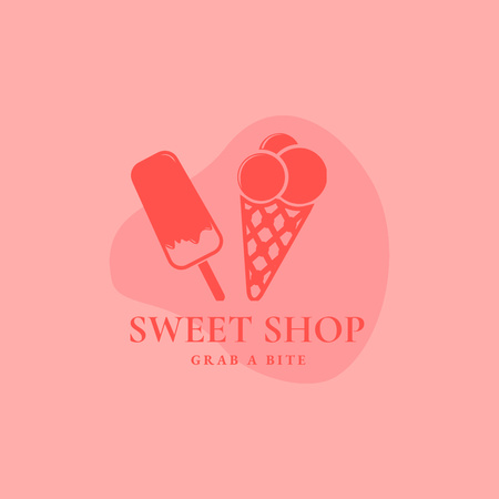 Sweet Shop Ad with Appetizing Ice Cream Logo 1080x1080pxデザインテンプレート