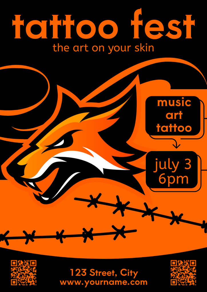 Plantilla de diseño de Creative Tattoo Fest With Music Announcement Poster 