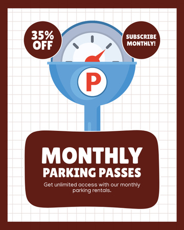 Designvorlage Rabatt auf den monatlichen sicheren Parkausweis für Instagram Post Vertical