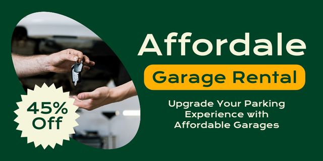 Designvorlage Affordable Garage Rental Offer für Twitter