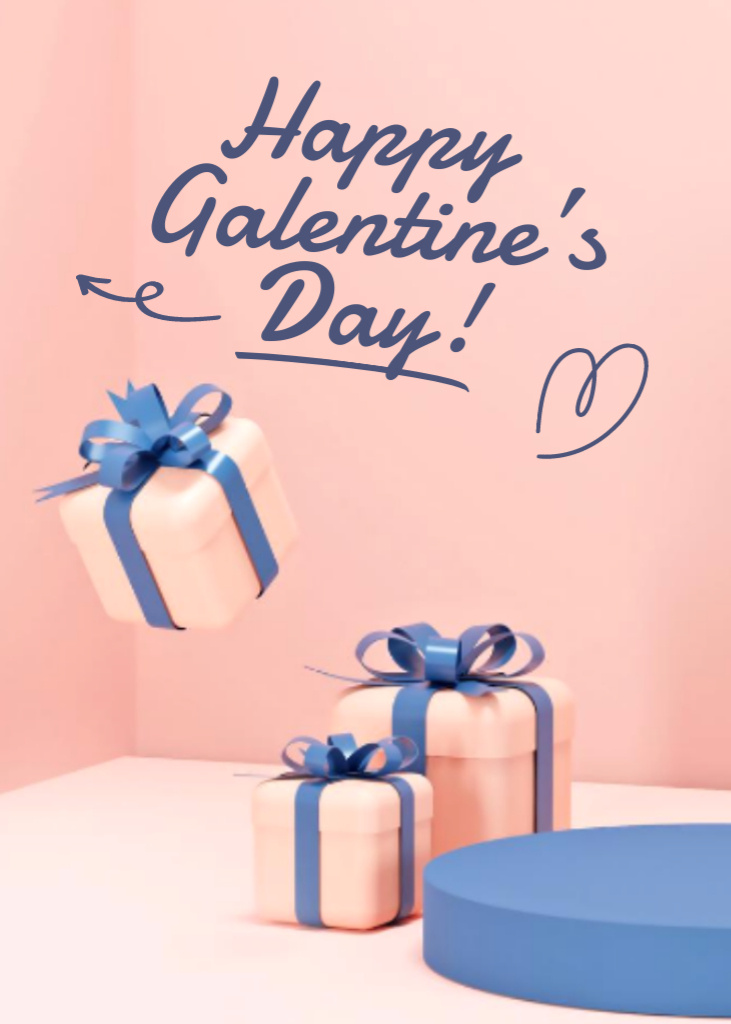 Galentine's Day Celebration with Gift Boxes Postcard 5x7in Vertical – шаблон для дизайна