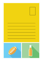 Super Bowl Announcement In Yellow with Ball and Bottle