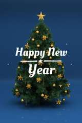 New Year Holiday Greeting with Star on Festive Tree
