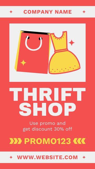Plantilla de diseño de Promo of Thrift Shop with Yellow Dress Instagram Story 