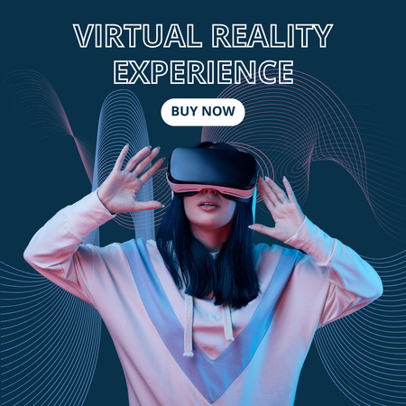 Designvorlage mädchen mit virtual-reality-brille für Instagram