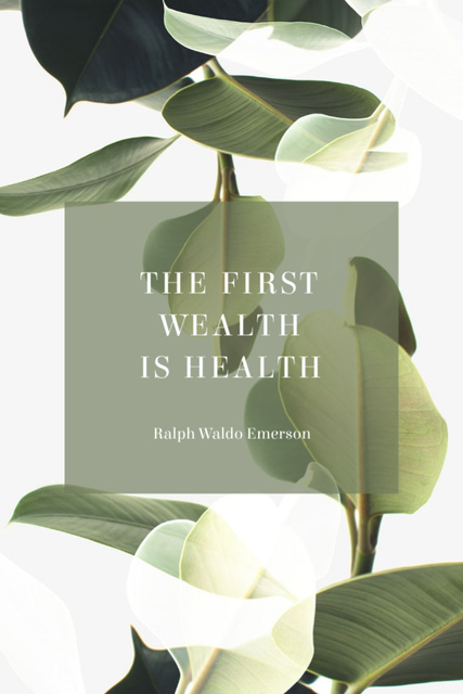 Motivational Health Phrase with Beautiful Plant Leaves Postcard 4x6in Vertical Design Template