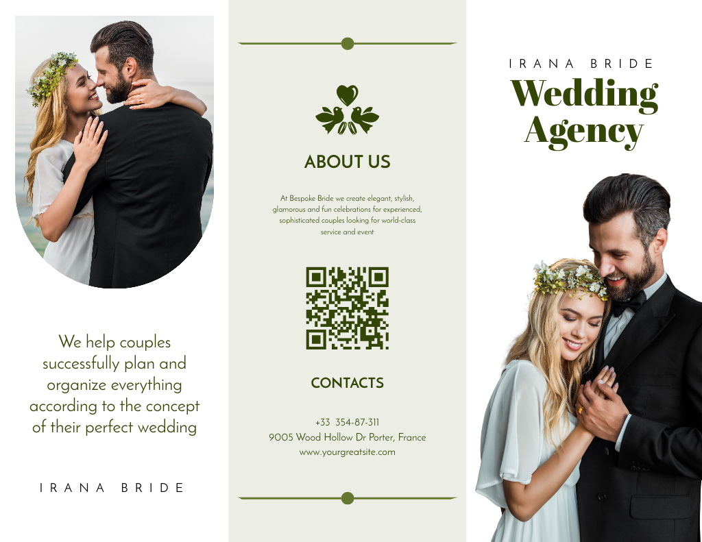 Ontwerpsjabloon van Brochure 8.5x11in van Offer of Wedding Agency with Beautiful Loving Couple