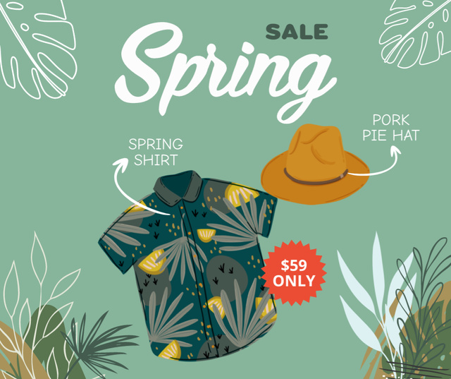 Spring Sale Men's Clothing Facebook Design Template