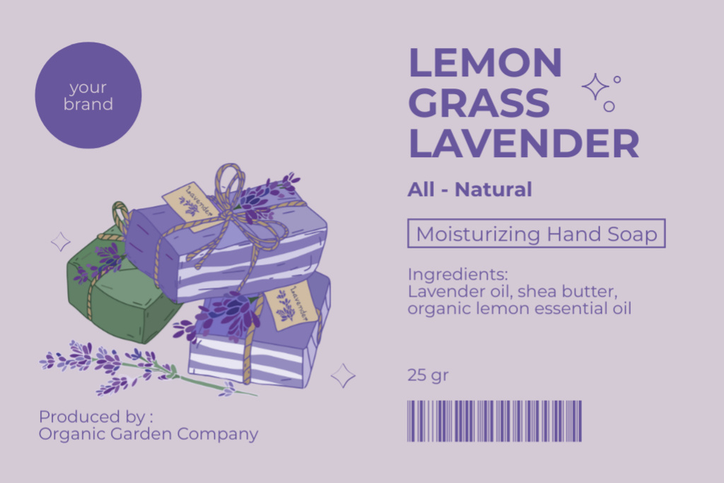 Designvorlage Lemongrass and Lavender Soap für Label