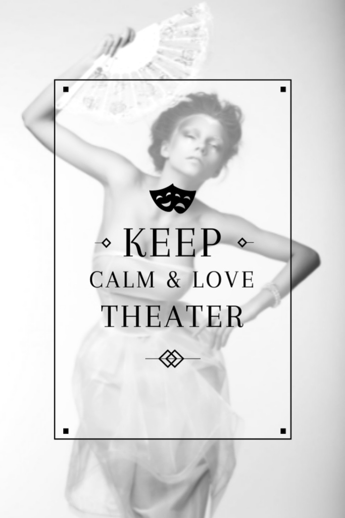 Theater Quote with Woman Performing Postcard 4x6in Vertical Design Template