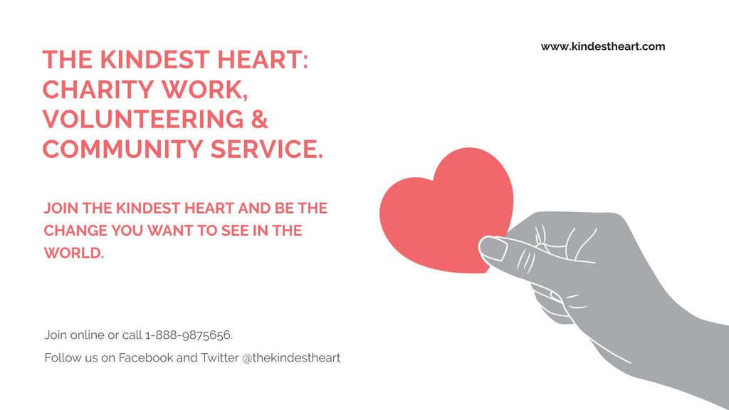 Ontwerpsjabloon van FB event cover van Charity event Hand holding Heart in Red