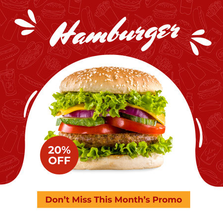 Hamburger Promotion in Red and White Instagram Design Template
