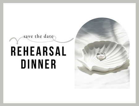 Dinner Announcement With Wedding Ring In Seashell Postcard 4.2x5.5in tervezősablon