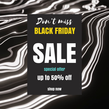 Black Friday Sale Offer with Bright Spinning Flickering Elements Animated Post Design Template