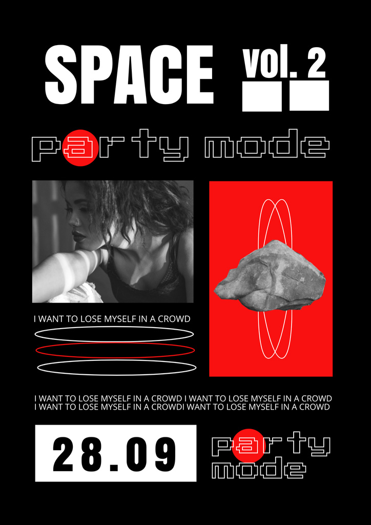 Party Ad with Creative Illustrations in Black Poster B2 tervezősablon