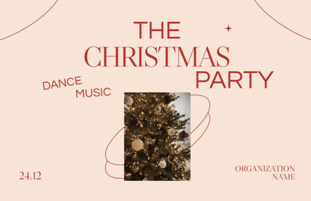 Festa festiva de Natal com música e árvore festiva Flyer 5.5x8.5in Horizontal Modelo de Design