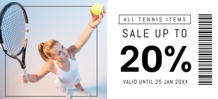 Discount for All Tennis Sport Equipment Coupon 3.75x8.25in Design Template