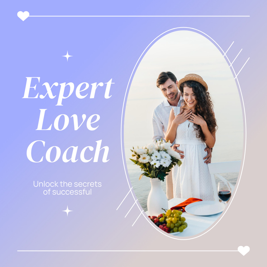 Expert Love Coach Ad with Young Couple in Love Instagram Πρότυπο σχεδίασης