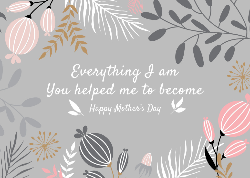 Modèle de visuel Happy Mother's Day Greeting With Floral Illustration - Postcard 5x7in