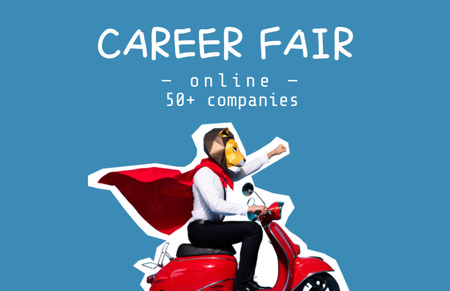 Platilla de diseño Career Fair Announcement with Character on Moped Flyer 5.5x8.5in Horizontal