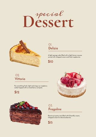 Bakery promotion with delicious Desserts Menu Modelo de Design