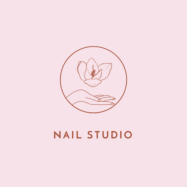 Exceptional Salon Services for Nails In Pink Logo Design Template