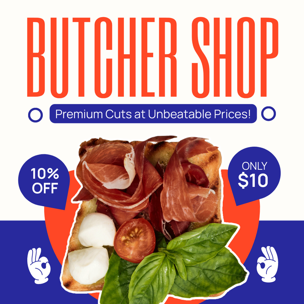 Unbeatable Prices in Butcher Shop Instagramデザインテンプレート