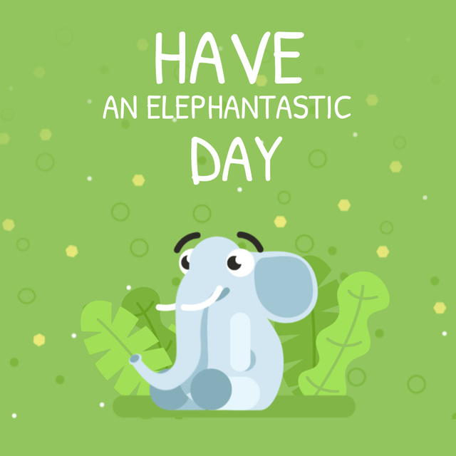 Elephant Blowing Rainbow Animated Post Design Template
