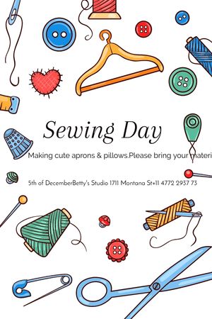 Sewing day event with needlework tools Tumblr Modelo de Design