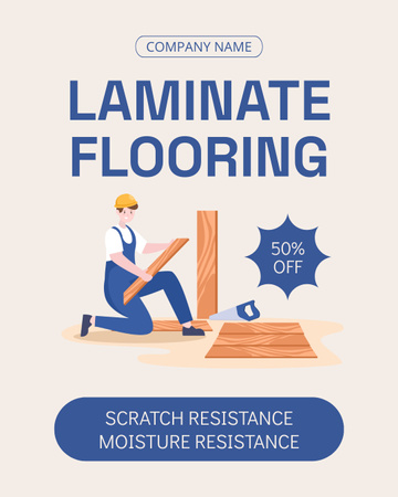 Repairman Working on Laminate Flooring Instagram Post Vertical Design Template