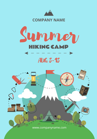 Summer Hiking Camp Invitation Poster 28x40in Design Template