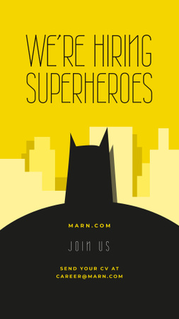 Batman silhouette on city background Instagram Story Design Template