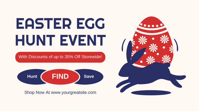Modèle de visuel Easter Egg Hunt Event Ad with Cute Bunny - FB event cover