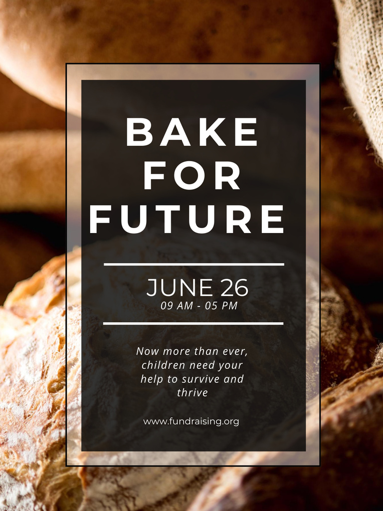 Charity Bakery Sale with Fresh Bread Poster US Design Template
