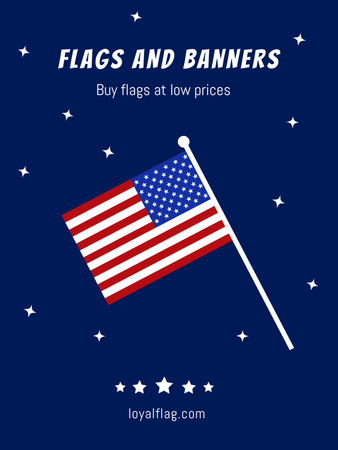 Designvorlage Beeindruckende Ankündigung einer Verkaufsveranstaltung zum Unabhängigkeitstag der USA mit Flaggen für Poster US