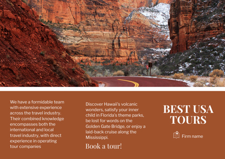 Travel Tour to USA Brochure Din Large Z-fold Design Template