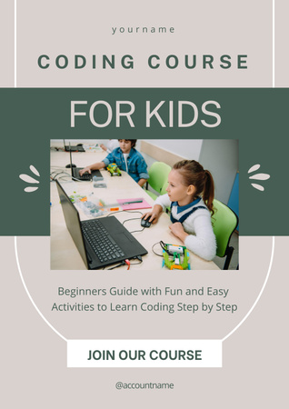 Platilla de diseño Ad of Kids' Coding Course Poster