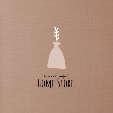 Handdrawn Vase And Home Decor In Store Promotion Logo 1080x1080px Šablona návrhu
