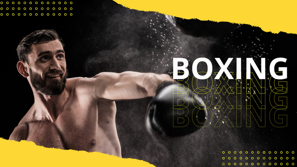 Boxing Classes Ad with Strong Muscular Man Youtube Thumbnail Design Template