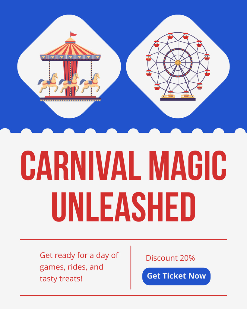Plantilla de diseño de Amusement Park And Carnival At Reduced Price Offer Instagram Post Vertical 
