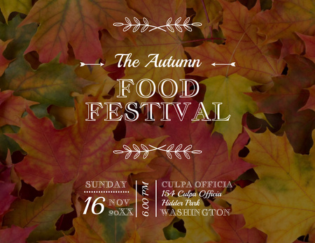 Autumn food Festival ad on Yellow Leaves Flyer 8.5x11in Horizontal Design Template